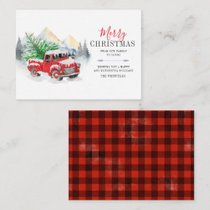 Rustikale Kariert Red Truck Weihnachtskarte Mitteilungskarte