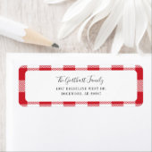 Rustikale Kariert Red White Gingham Rücksendeadres (Insitu)