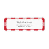 Rustikale Kariert Red White Gingham Rücksendeadres (Vorne)
