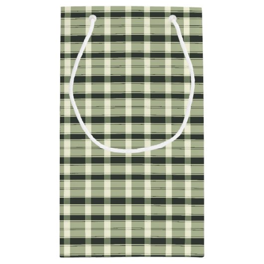 Rustikale Karierte Aquarellbow Moderne Grüne Monog Kleine Geschenktüte (Rückseite)