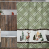 Rustikale Karierte Aquarellmühle Duschvorhang