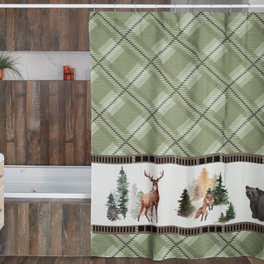 Rustikale Karierte Aquarellmühle Duschvorhang