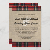 Rustikale Karierte Burlap Country Hochzeit Einladu Einladung (Vorne/Hinten)