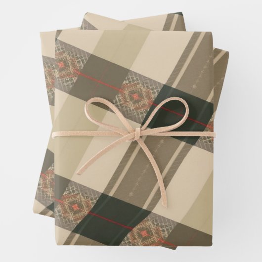 Rustikale Karierte Eleganz: Folk English Design Geschenkpapier Set (Beispiel)