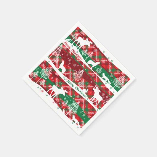 Rustikale Karierte frohe Weihnachtszeitung Napkins Serviette (Ecke)