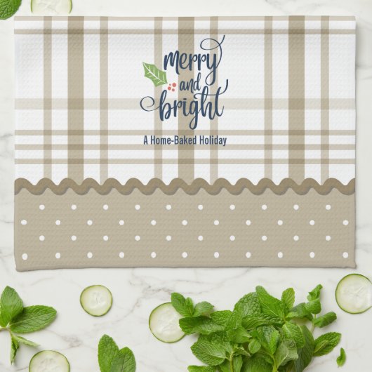 Rustikale Karierte Fröhlichkeit und helle Weihnach Geschirrtuch (Gefaltet)