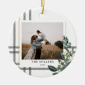 Rustikale Karierte Grünanlage Ferienhaus Doppelsei Keramik Ornament (Vorne)