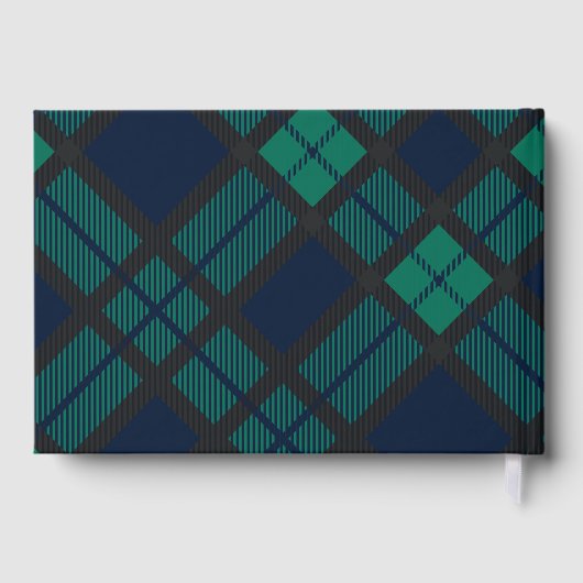 Rustikale Karierte grüne Tartan-Goldene Hochzeit Gästebuch (Rückseite)