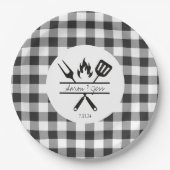 Rustikale Karierte Hochzeitsfeier Probe Papierplat Pappteller (Vorderseite)