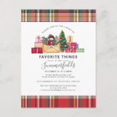 Rustikale Karierte Lieblings-Dinge Weihnachtsfeier Einladungspostkarte (Vorderseite)