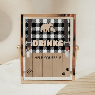 Rustikale Karierte Lumberjack Babydusche Getränke Poster