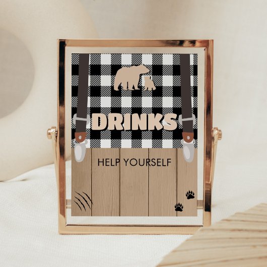 Rustikale Karierte Lumberjack Babydusche Getränke Poster