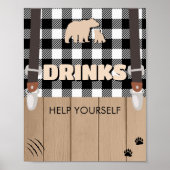 Rustikale Karierte Lumberjack Babydusche Getränke Poster (Vorne)