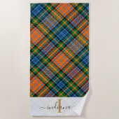 Rustikale Karierte Monogramm Murray Tartan Custom Strandtuch (Vorderseite)