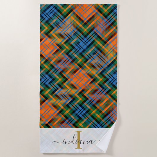 Rustikale Karierte Monogramm Murray Tartan Custom Strandtuch (Vorderseite)