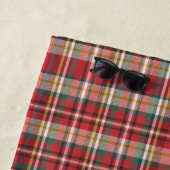 Rustikale Karierte Monogramm Script Name Red Vacat Strandtuch (Beispiel)