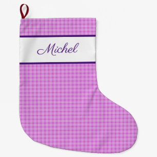 Rustikale Karierte Musterarmlavene individuelle Na Großer Weihnachtsstrumpf