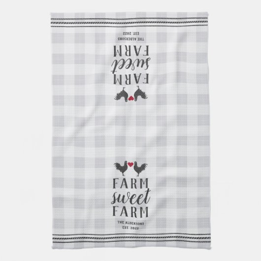 Rustikale, Karierte, Personalisierte Landwirtschaf Geschirrtuch (Vertikal)