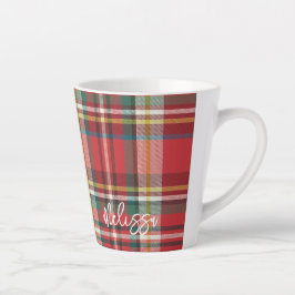 Rustikale Karierte Personalisierte Weihnachtszeit Milchtasse