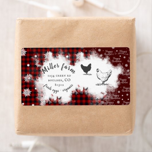 Rustikale Karierte Schneeflocke Frohe Weihnachtswe (Insitu)