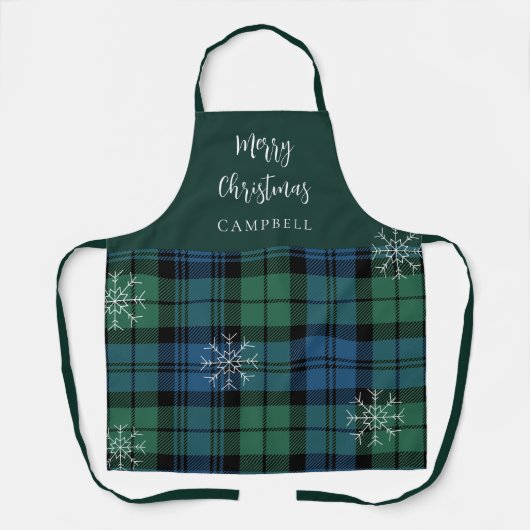 Rustikale Karierte Schneeflocken Grüner Campbell T Schürze (Vorderseite)
