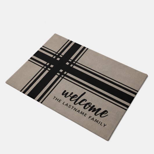 Rustikale karierte Streifen kundenspezifisches Fußmatte (Schrägansicht)