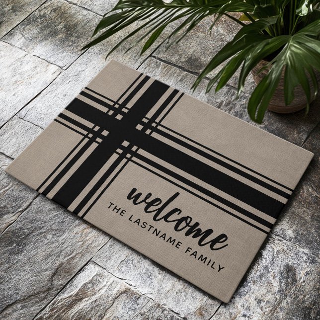 Rustikale karierte Streifen kundenspezifisches Fußmatte (Custom Welcome Mat)