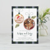 Rustikale Karierte Weihnachten 2 Haustiere Fotos T (Stehend Vorderseite)