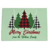 Rustikale Karierte Weihnachtsbaumen Rot Grün nach Große Geschenktüte (Vorderseite)