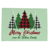 Rustikale Karierte Weihnachtsbaumen Rot Grün nach Große Geschenktüte (Rückseite)