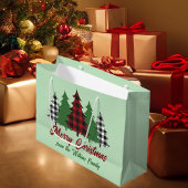 Rustikale Karierte Weihnachtsbaumen Rot Grün nach Große Geschenktüte