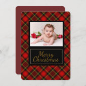 Rustikale Karierte Weihnachtsfotokarte Feiertagskarte (Vorne/Hinten)