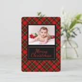 Rustikale Karierte Weihnachtsfotokarte Feiertagskarte (Stehend Vorderseite)