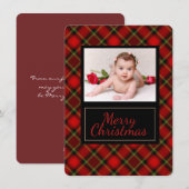 Rustikale Karierte Weihnachtsfotokarte Feiertagskarte (Vorne/Hinten)