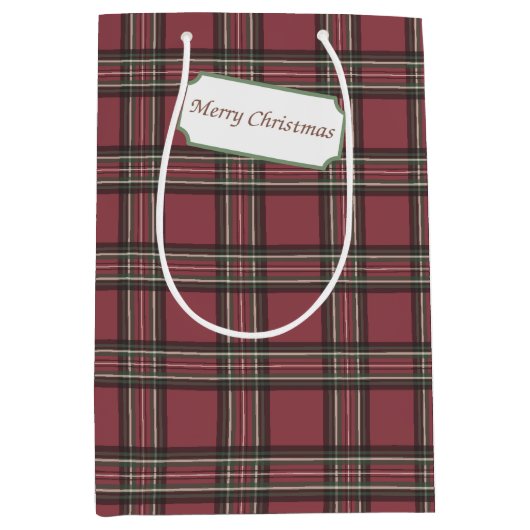 Rustikale Karierte Weihnachtsgeschenktasche Mittlere Geschenktüte (Vorderseite)