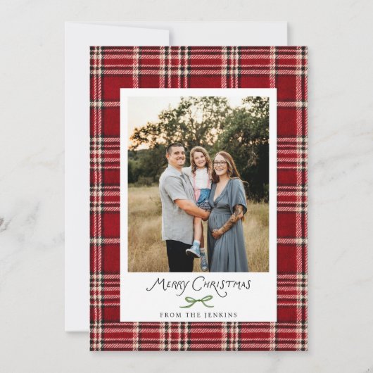 Rustikale Karierte Weihnachtskarte Einladung (Vorderseite)