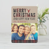 Rustikale Karierte Weihnachtskarte Feiertagskarte (Stehend Vorderseite)