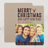 Rustikale Karierte Weihnachtskarte Feiertagskarte (Vorne/Hinten)