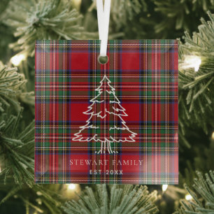 Rustikale Karo-Eleganz Stewart Tartan Ornament Aus Glas