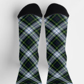 Rustikale Karo Gordon Tartan Grün Weiß Muster Socken (Oben)