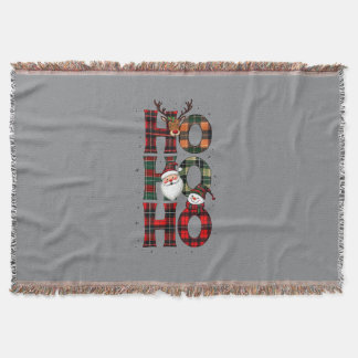 • Rustikale Karo Ho Ho Ho Santa Graue Fleece-Decke Decke