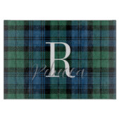 Rustikale Karo-Monogramm Grün Campbell Tartan Schneidebrett (Vorderseite)