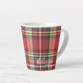Rustikale Karo Personalized Script Weihnachten Milchtasse (Rechte Ecke)