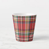 Rustikale Karo Personalized Script Weihnachten Milchtasse (Vorderseite)