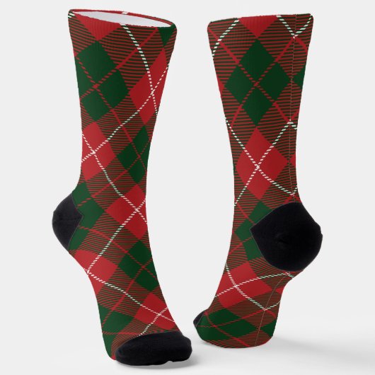 Rustikale Karo Rot Grün Tartan Feiertage Socken (Gewinkelt)