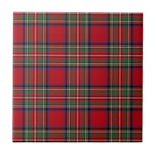 Rustikale Karo-Schrift Rot Grün Tartan Fliese
