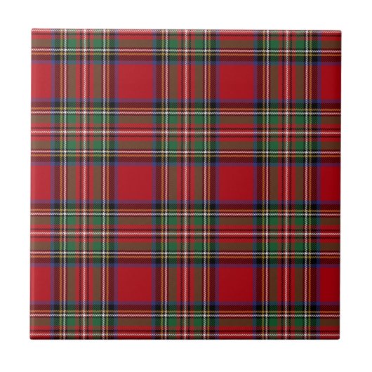 Rustikale Karo-Schrift Rot Grün Tartan Fliese (Vorderseite)