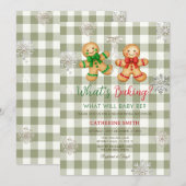 Rustikale Karo-Weihnachtsplätzchen-Schneebaby-Part Einladung (Vorne/Hinten)