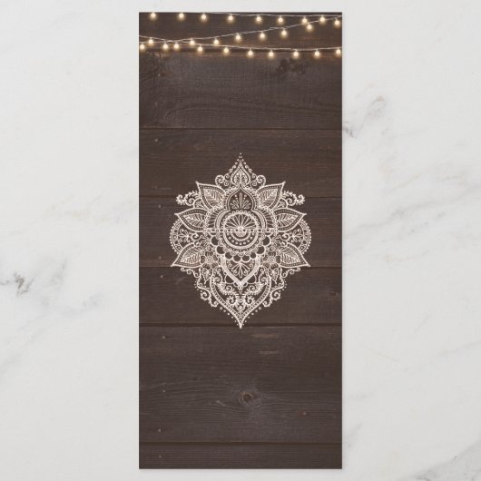 Rustikale Karte mit hölzerner Zeichenkette (Rückseite)