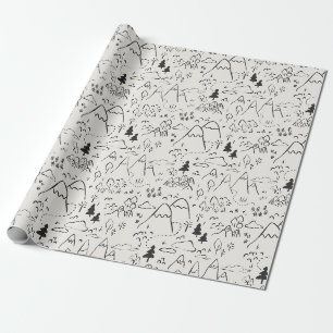 Rustikale Karte Schneeberg Pinienwälder Geschenkpapier
